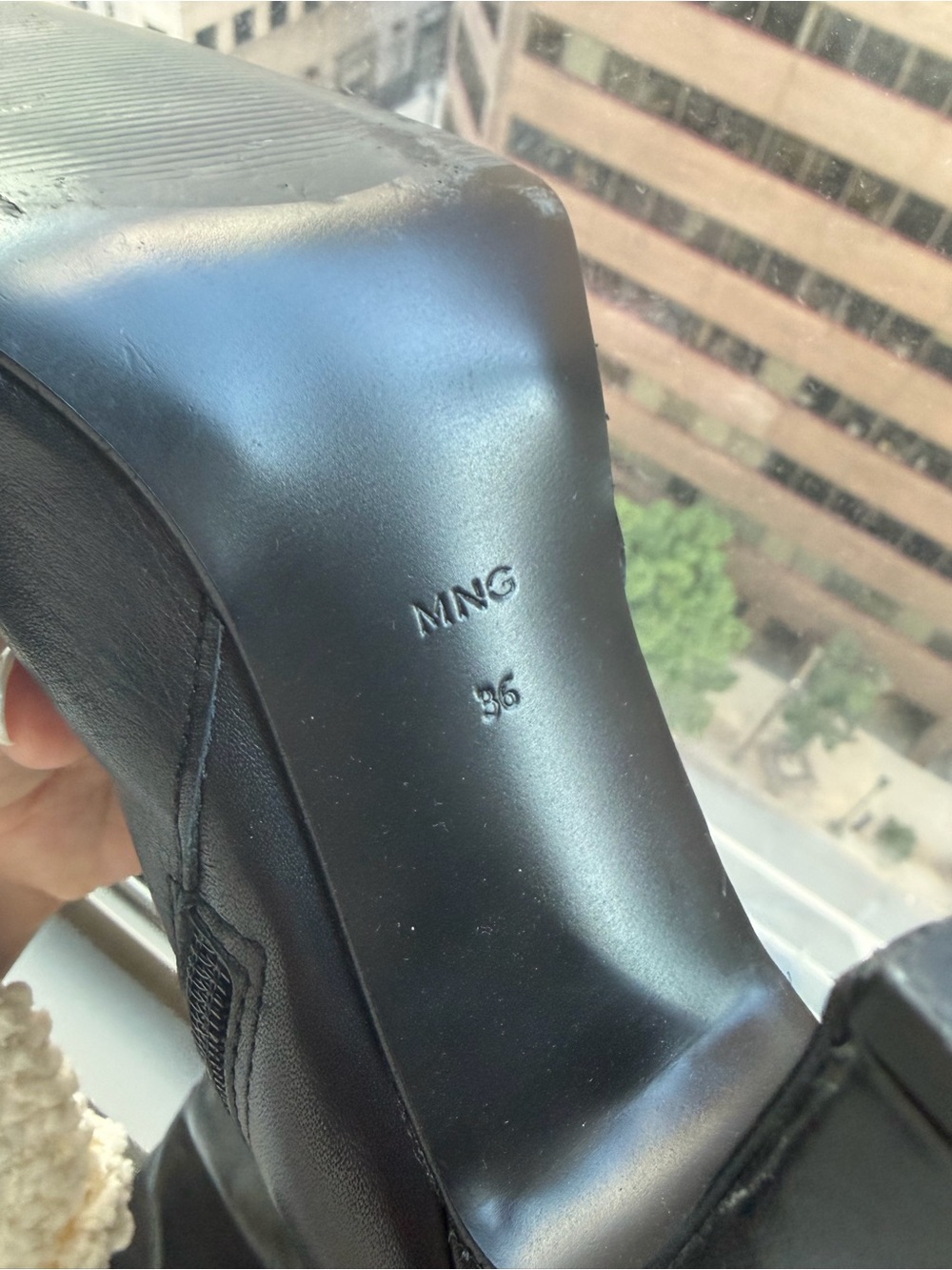 Mango Black Leather Heeled Boots